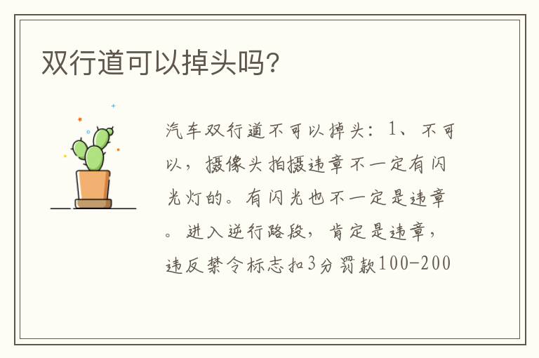 双行道可以掉头吗 双行道可以掉头吗