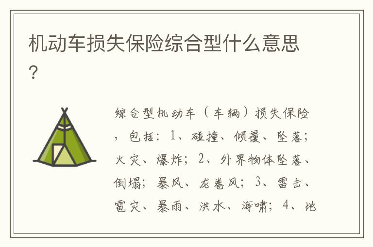 机动车损失保险综合型什么意思 机动车损失保险综合型什么意思