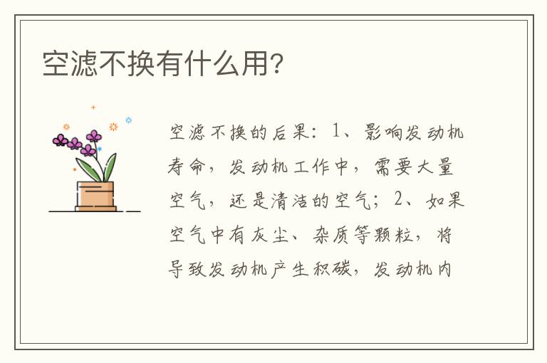 空滤不换有什么用 空滤不换有什么用