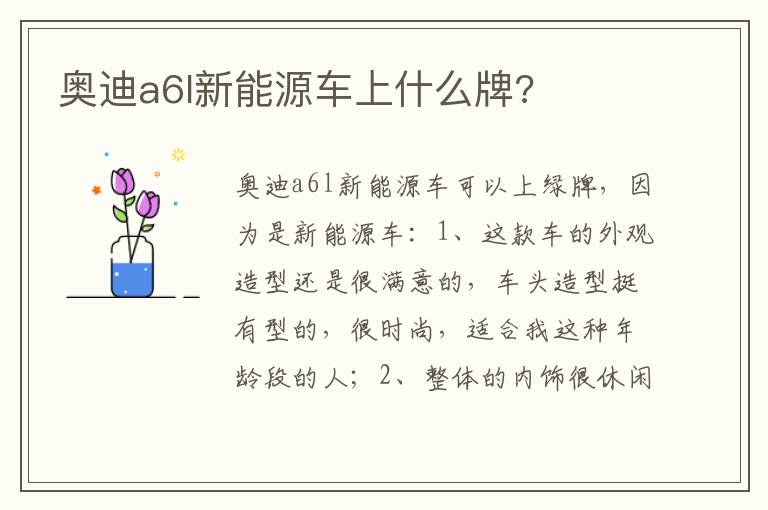 奥迪a6l新能源车上什么牌 奥迪a6l新能源车上什么牌