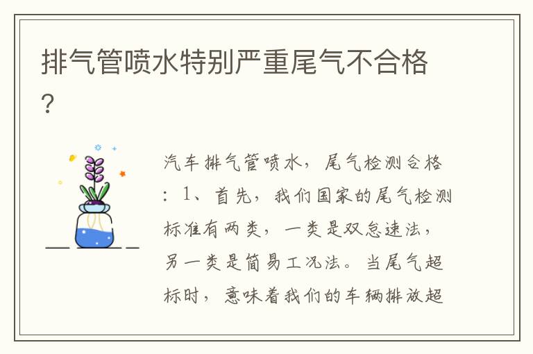 排气管喷水特别严重尾气不合格 排气管喷水特别严重尾气不合格