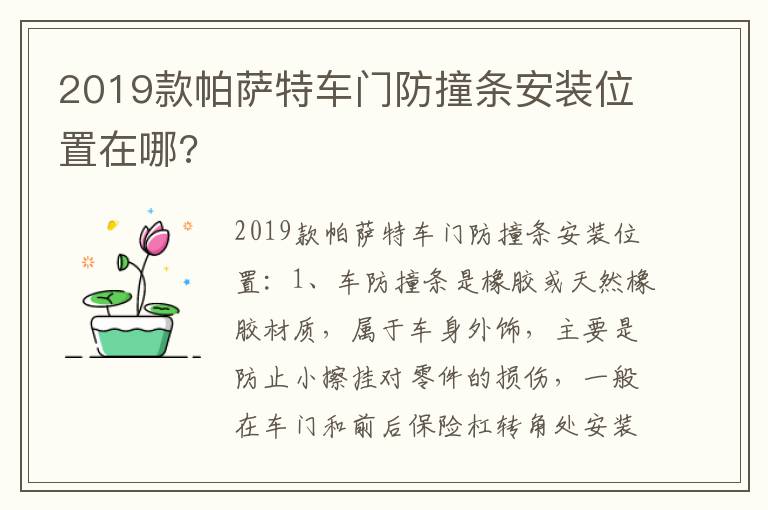 2019款帕萨特车门防撞条安装位置在哪 2019款帕萨特车门防撞条安装位置在哪