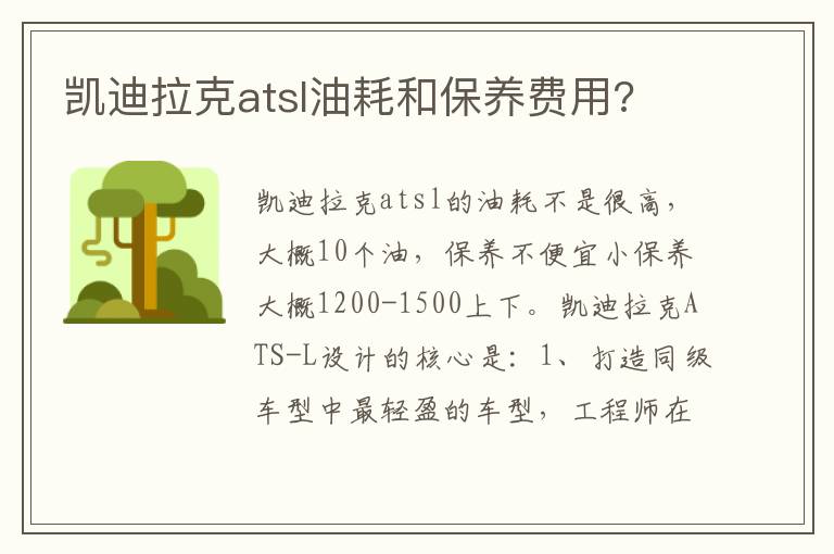凯迪拉克atsl油耗和保养费用 凯迪拉克atsl油耗和保养费用