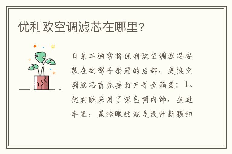 优利欧空调滤芯在哪里 优利欧空调滤芯在哪里