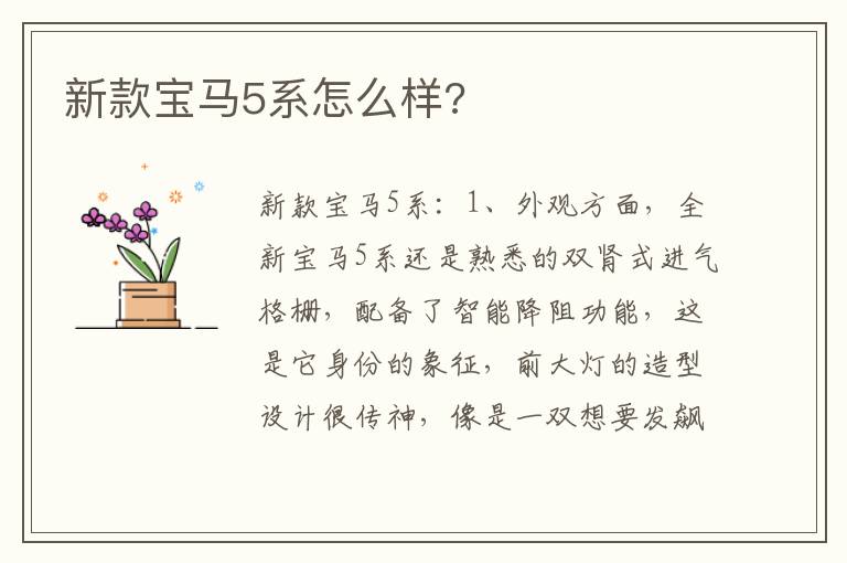 新款宝马5系怎么样 新款宝马5系怎么样
