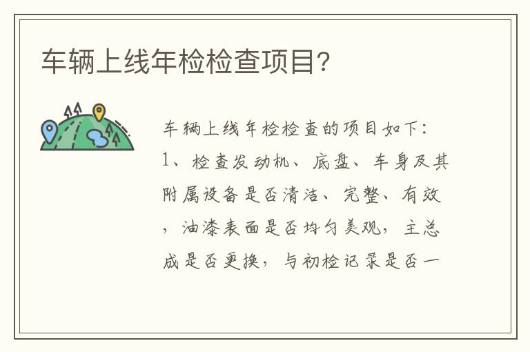 车辆上线年检检查项目 车辆上线年检检查项目