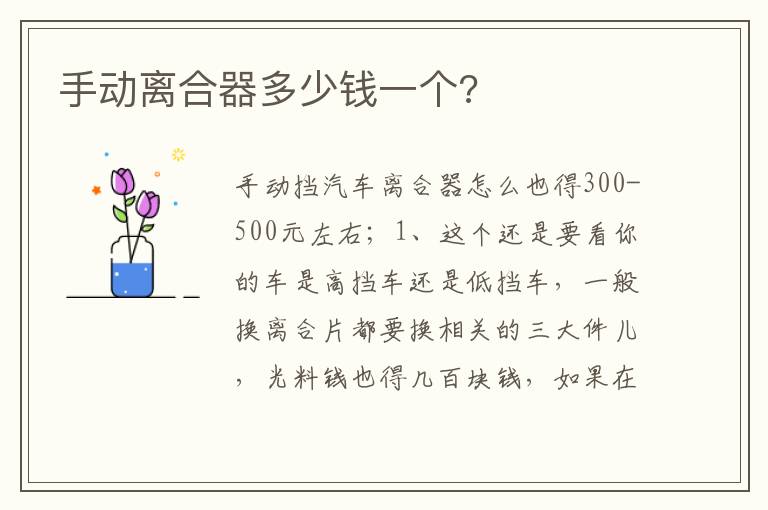 手动离合器多少钱一个 手动离合器多少钱一个