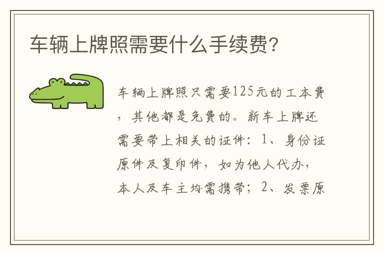 车辆上牌照需要什么手续费 车辆上牌照需要什么手续费