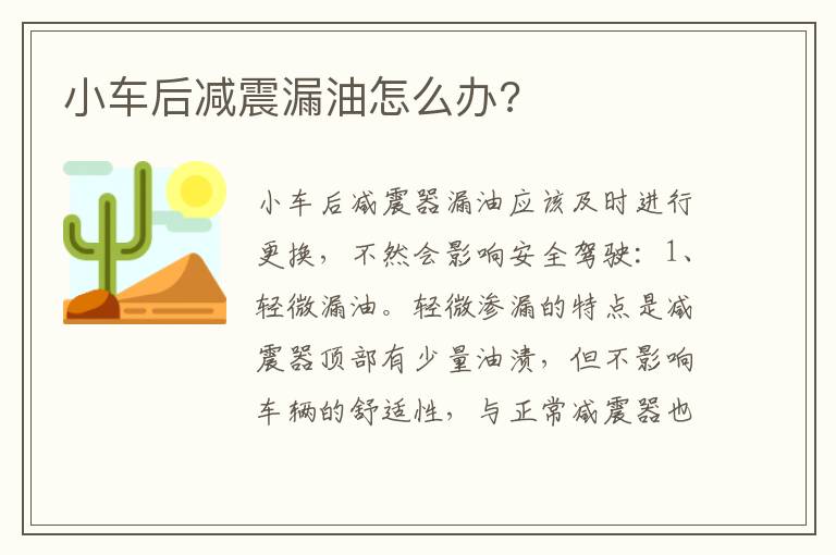 小车后减震漏油怎么办 小车后减震漏油怎么办