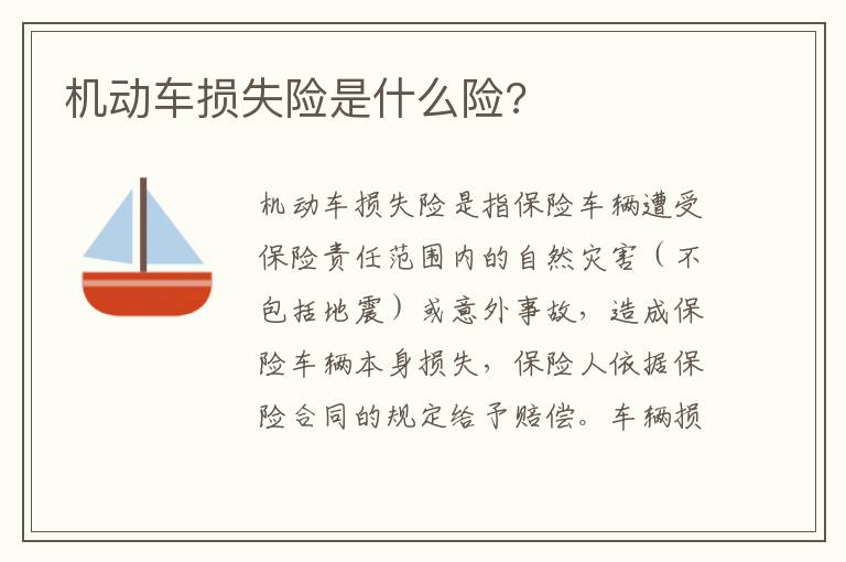 机动车损失险是什么险 机动车损失险是什么险