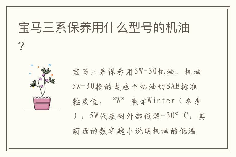 宝马三系保养用什么型号的机油 宝马三系保养用什么型号的机油