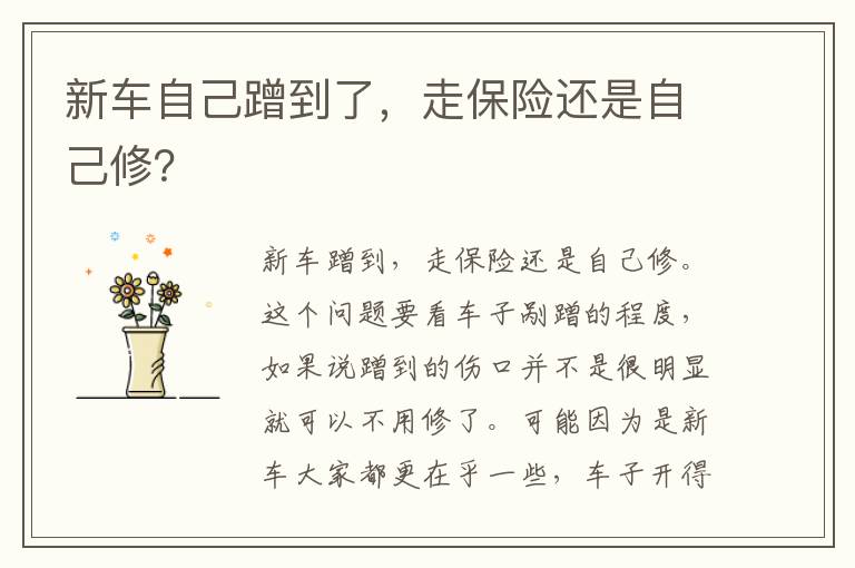 走保险还是自己修 新车自己蹭到了