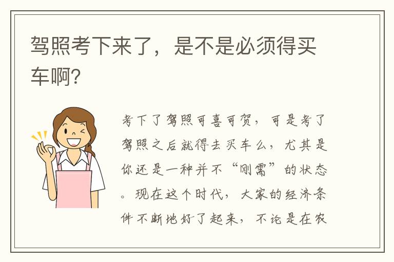 是不是必须得买车啊 驾照考下来了
