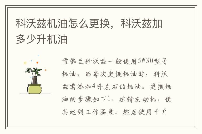 科沃兹加多少升机油 科沃兹机油怎么更换
