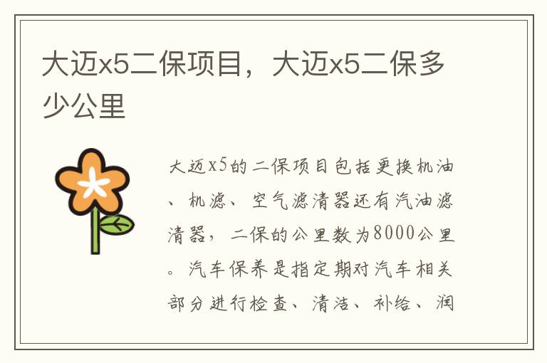大迈x5二保多少公里 大迈x5二保项目