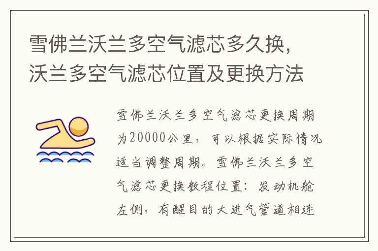 沃兰多空气滤芯位置及更换方法 雪佛兰沃兰多空气滤芯多久换
