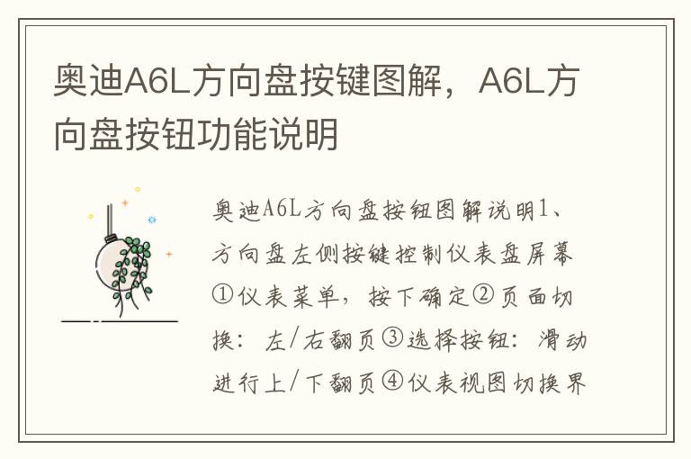 A6L方向盘按钮功能说明 奥迪A6L方向盘按键图解