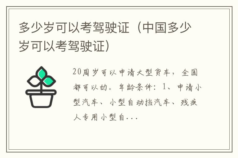 中国多少岁可以考驾驶证 多少岁可以考驾驶证