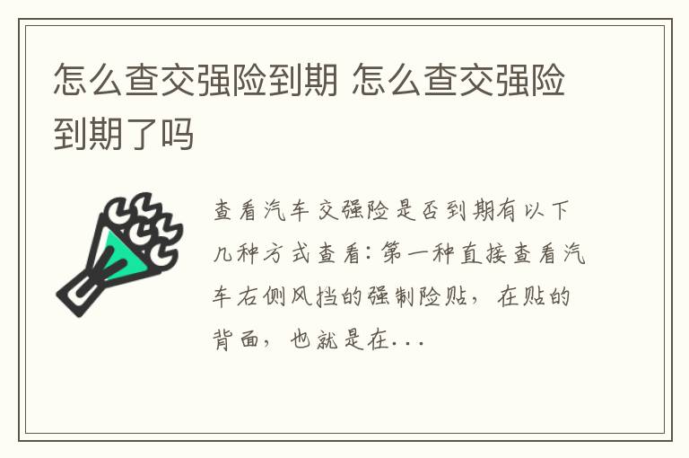 怎么查交强险到期了吗 怎么查交强险到期