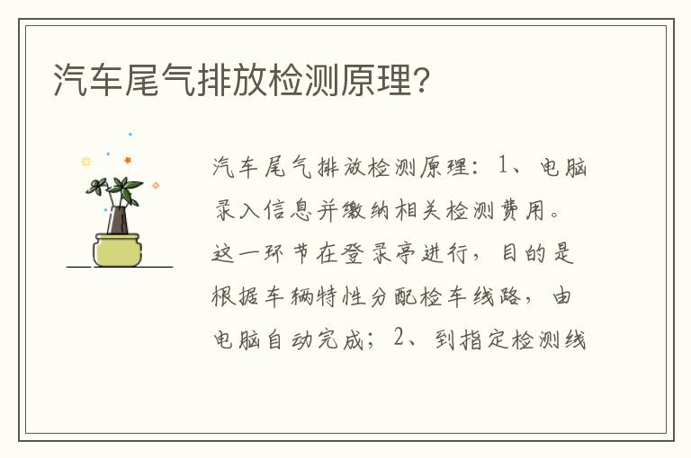 汽车尾气排放检测原理 汽车尾气排放检测原理