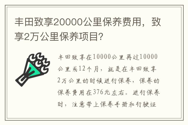 致享2万公里保养项目 丰田致享20000公里保养费用