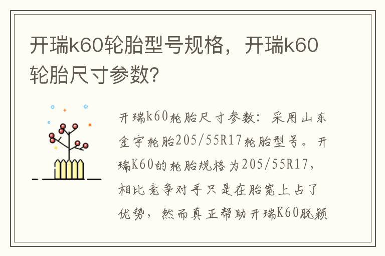 开瑞k60轮胎尺寸参数 开瑞k60轮胎型号规格