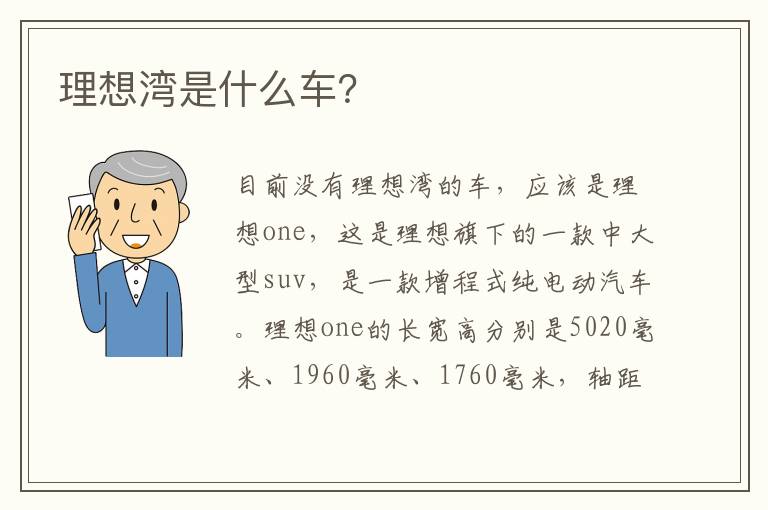 理想湾是什么车 理想湾是什么车