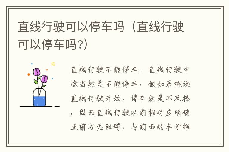 直线行驶可以停车吗 直线行驶可以停车吗