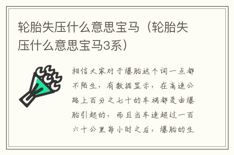 轮胎失压什么意思宝马3系 轮胎失压什么意思宝马