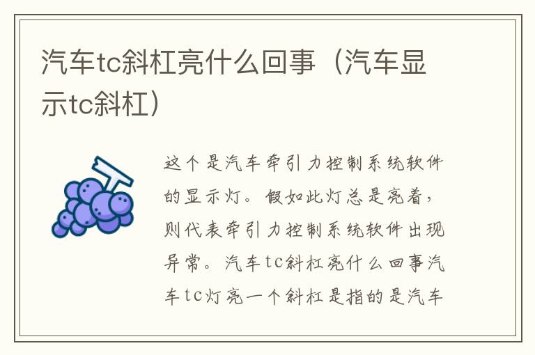 汽车显示tc斜杠 汽车tc斜杠亮什么回事