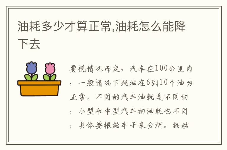 油耗怎么能降下去 油耗多少才算正常