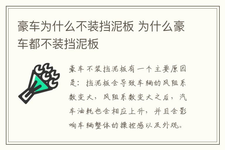 为什么豪车都不装挡泥板 豪车为什么不装挡泥板