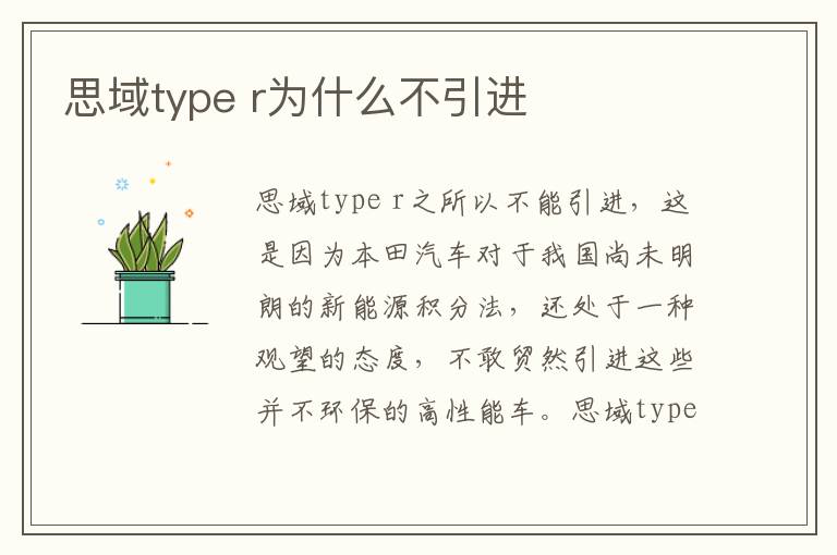 r为什么不引进 思域type