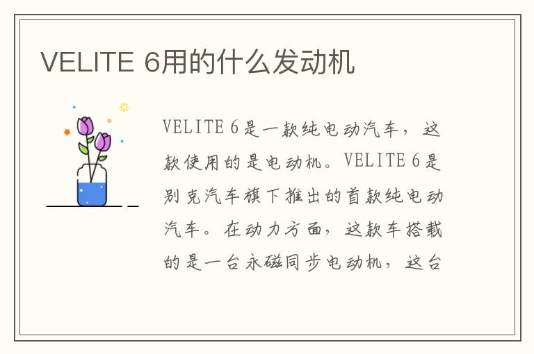 6用的什么发动机 VELITE