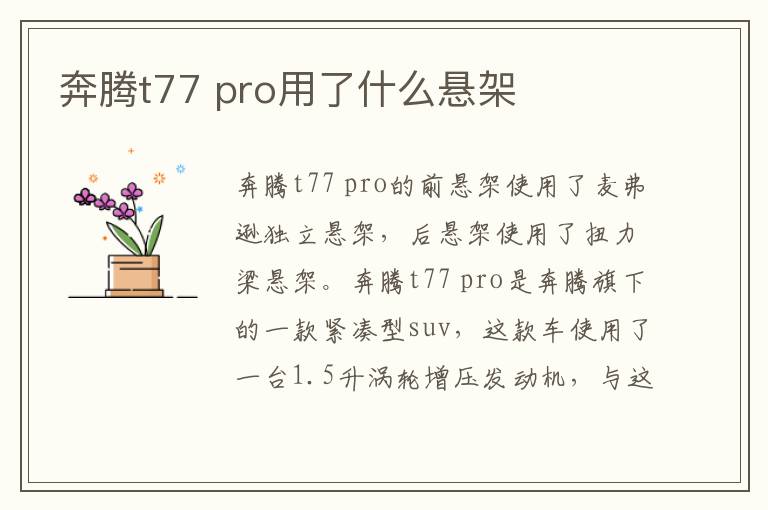 pro用了什么悬架 奔腾t77