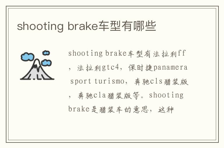 brake车型有哪些 shooting
