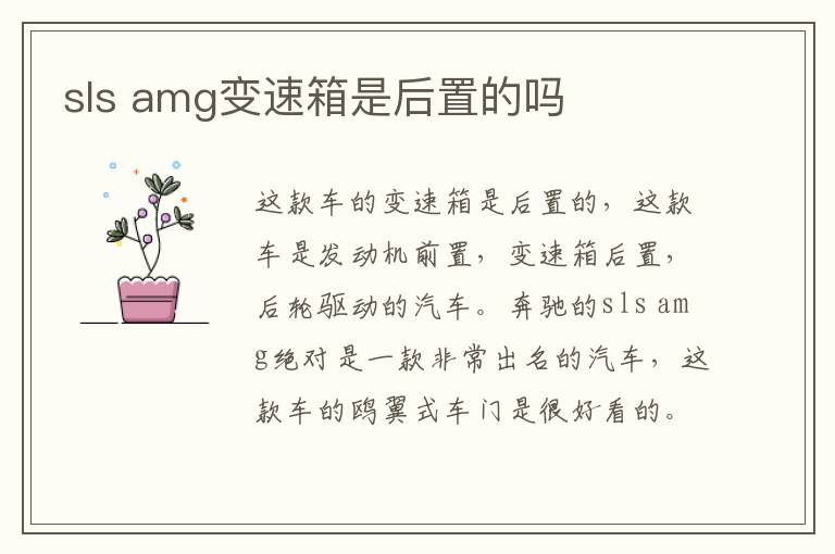 amg变速箱是后置的吗 sls