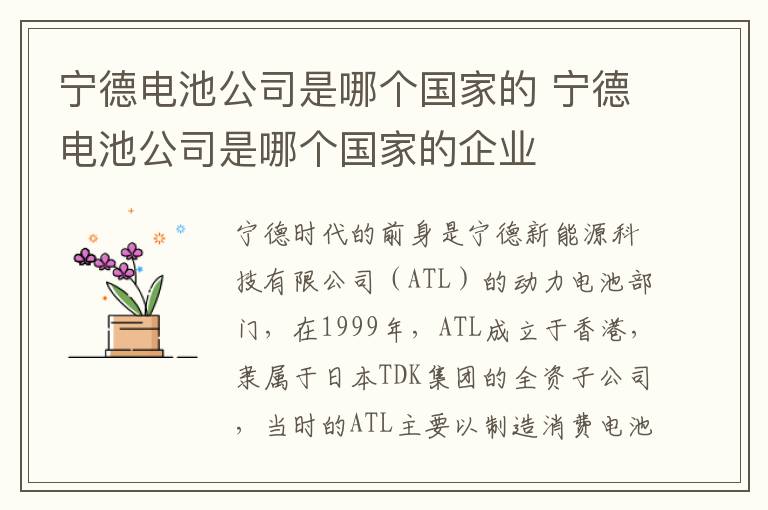 宁德电池公司是哪个国家的企业 宁德电池公司是哪个国家的