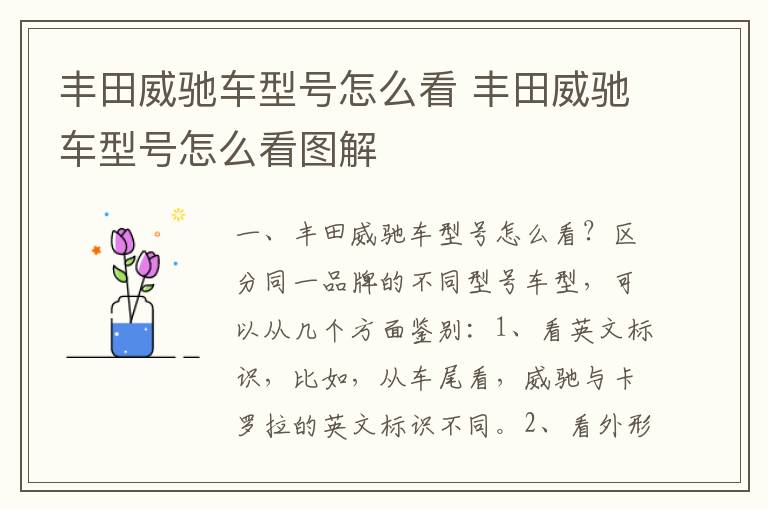 丰田威驰车型号怎么看图解 丰田威驰车型号怎么看