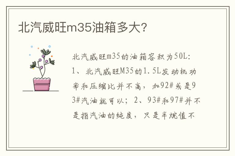 北汽威旺m35油箱多大 北汽威旺m35油箱多大