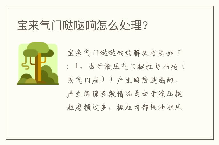 宝来气门哒哒响怎么处理 宝来气门哒哒响怎么处理