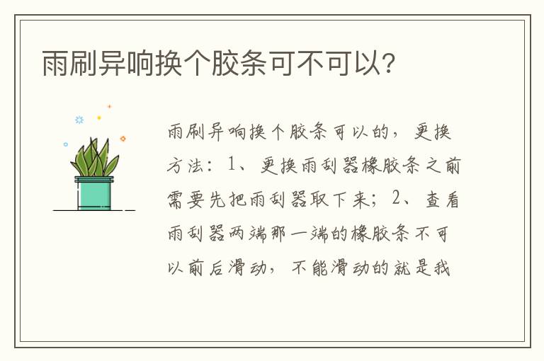 雨刷异响换个胶条可不可以 雨刷异响换个胶条可不可以