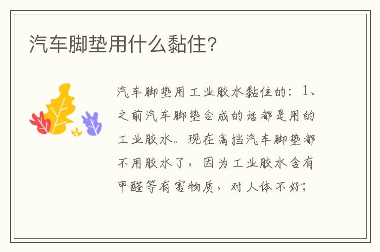 汽车脚垫用什么黏住 汽车脚垫用什么黏住