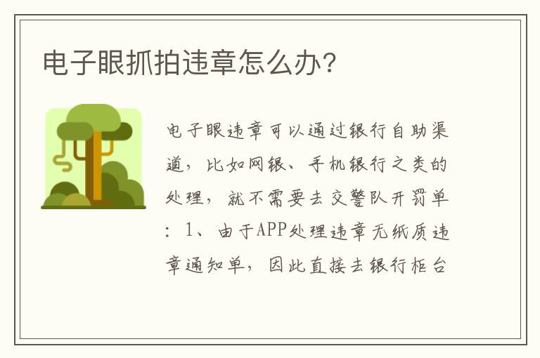 电子眼抓拍违章怎么办 电子眼抓拍违章怎么办