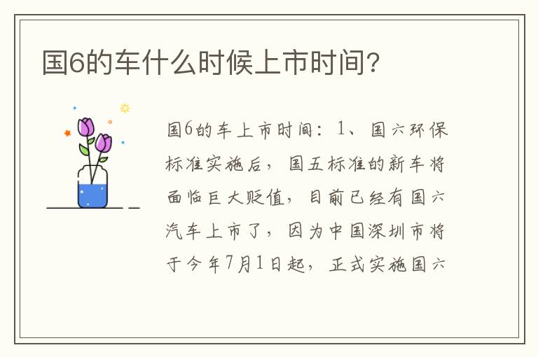 国6的车什么时候上市时间 国6的车什么时候上市时间