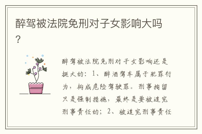 醉驾被法院免刑对子女影响大吗 醉驾被法院免刑对子女影响大吗