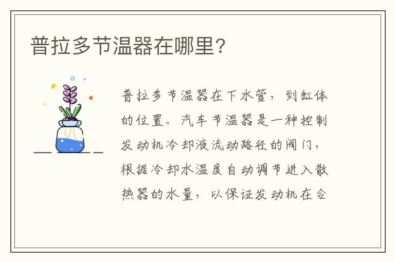 普拉多节温器在哪里 普拉多节温器在哪里