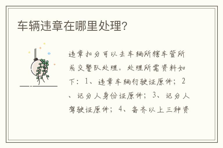 车辆违章在哪里处理 车辆违章在哪里处理