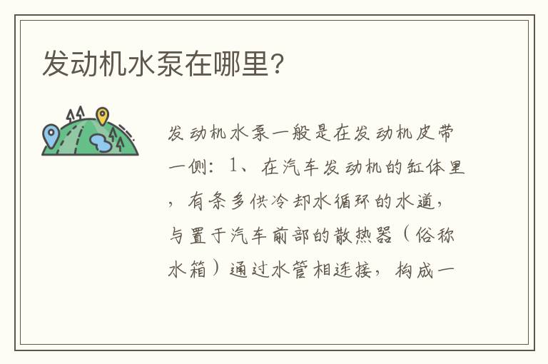 发动机水泵在哪里 发动机水泵在哪里