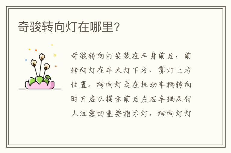 奇骏转向灯在哪里 奇骏转向灯在哪里